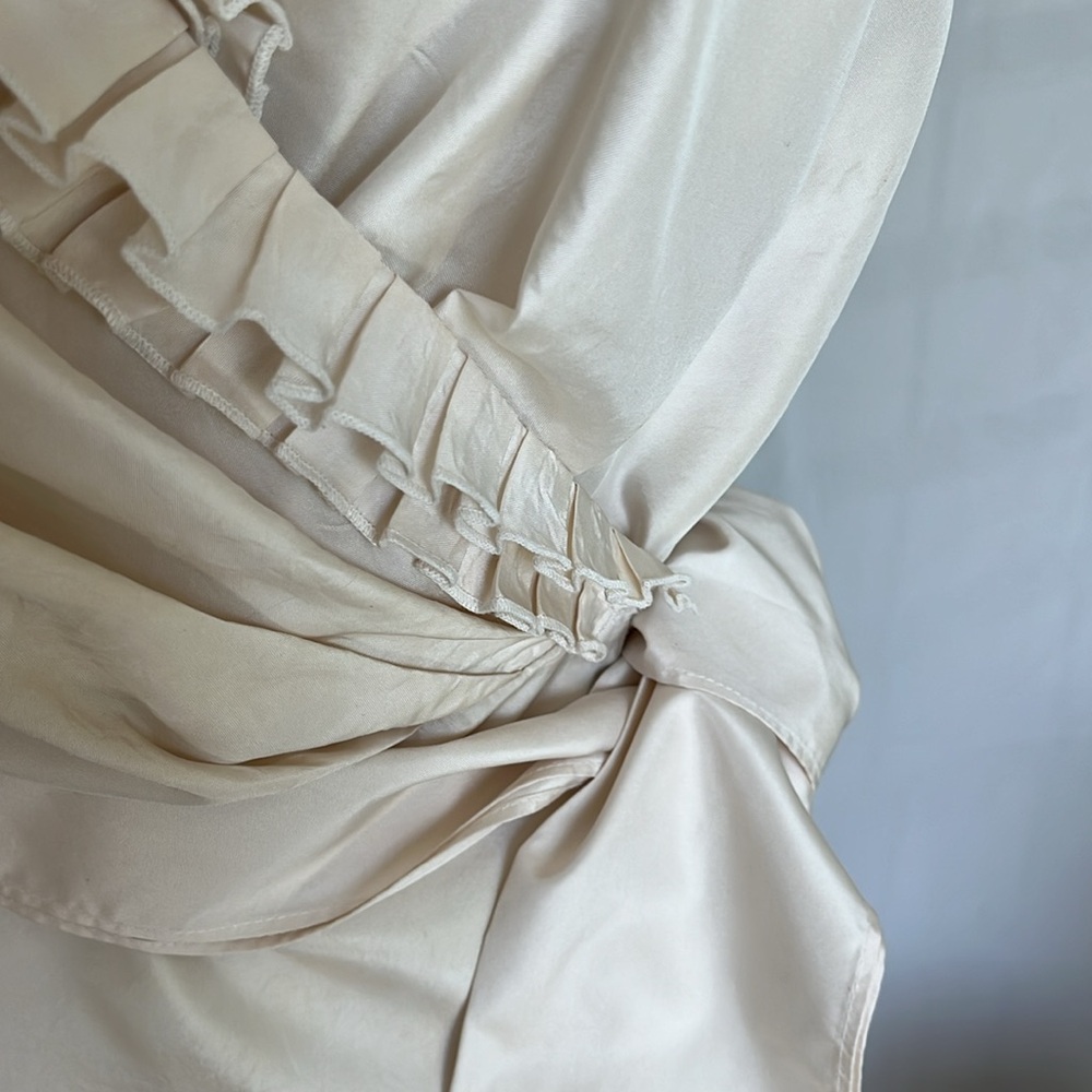 Tadashi Shoji Cream Ruffle Satin Wrap Camisole - Picture 4 of 12
